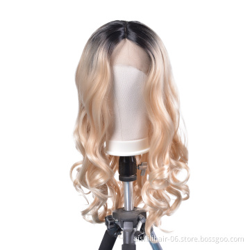 Aishili high quality ombre deep body kinky curly synthetic hair for women lace front wig